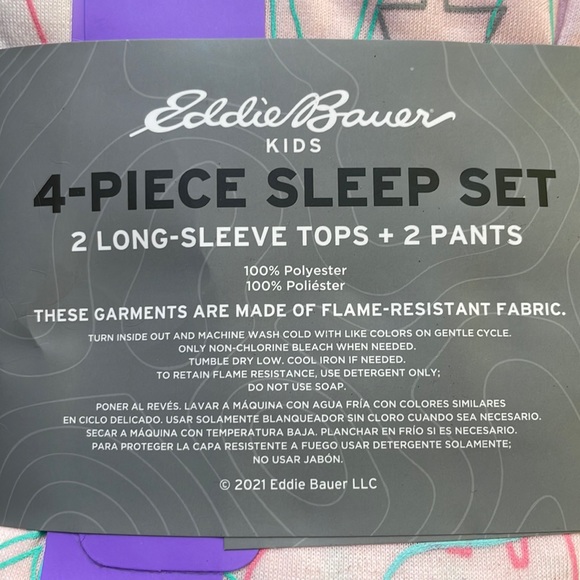 New Eddie Bauer Girls Adventure Awaits 4 Pcs Pajama Set Pink Multi Sz XS (5/6) - Picture 8 of 8